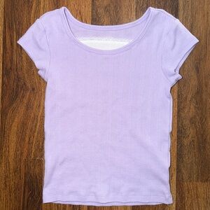 wonder nation Lavender Short Sleeve Ribbed Tee